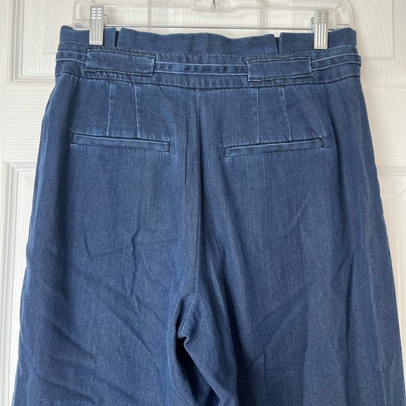 White House black market Women's Blue Floral tencel wide legs pants size 6S - Picture 4 of 8